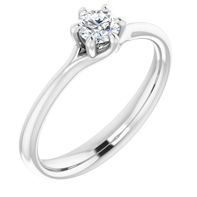 14K White 4.1 mm Round Engagement Ring Mounting