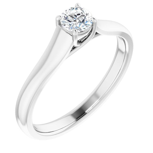 14K White 4.1 mm Round Solitaire Engagement Ring Mounting