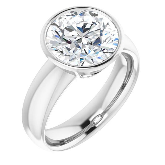 14K White 10 mm Round Engagement Ring Mounting